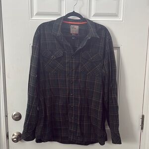 5.11 Tactical Men's Dark Green and Black Plaid Snap Button-Down Shirt size Large